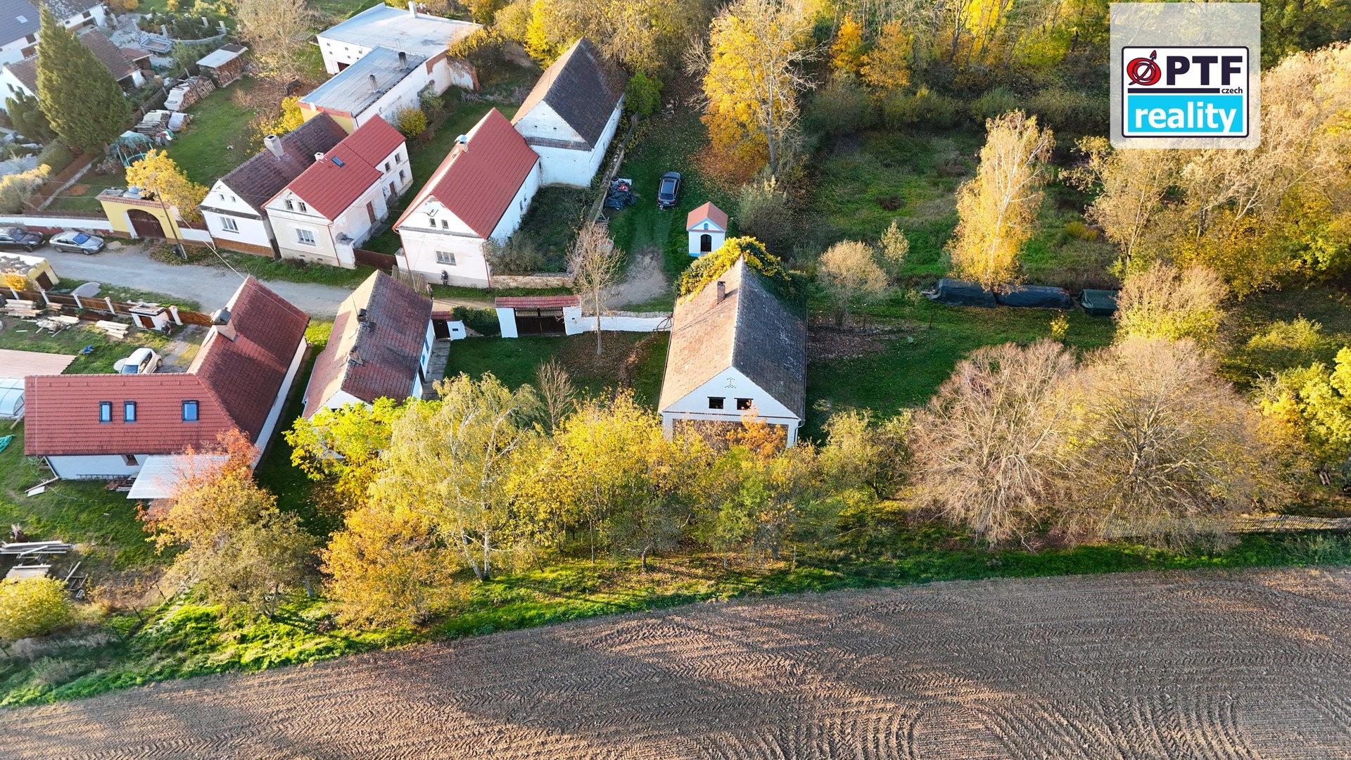 Letecký pohled na pozemek usedlosti